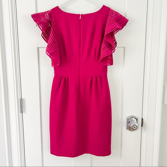 Trina Turk Maroon Flutter Sleeve Dress - Picture 5 of 8